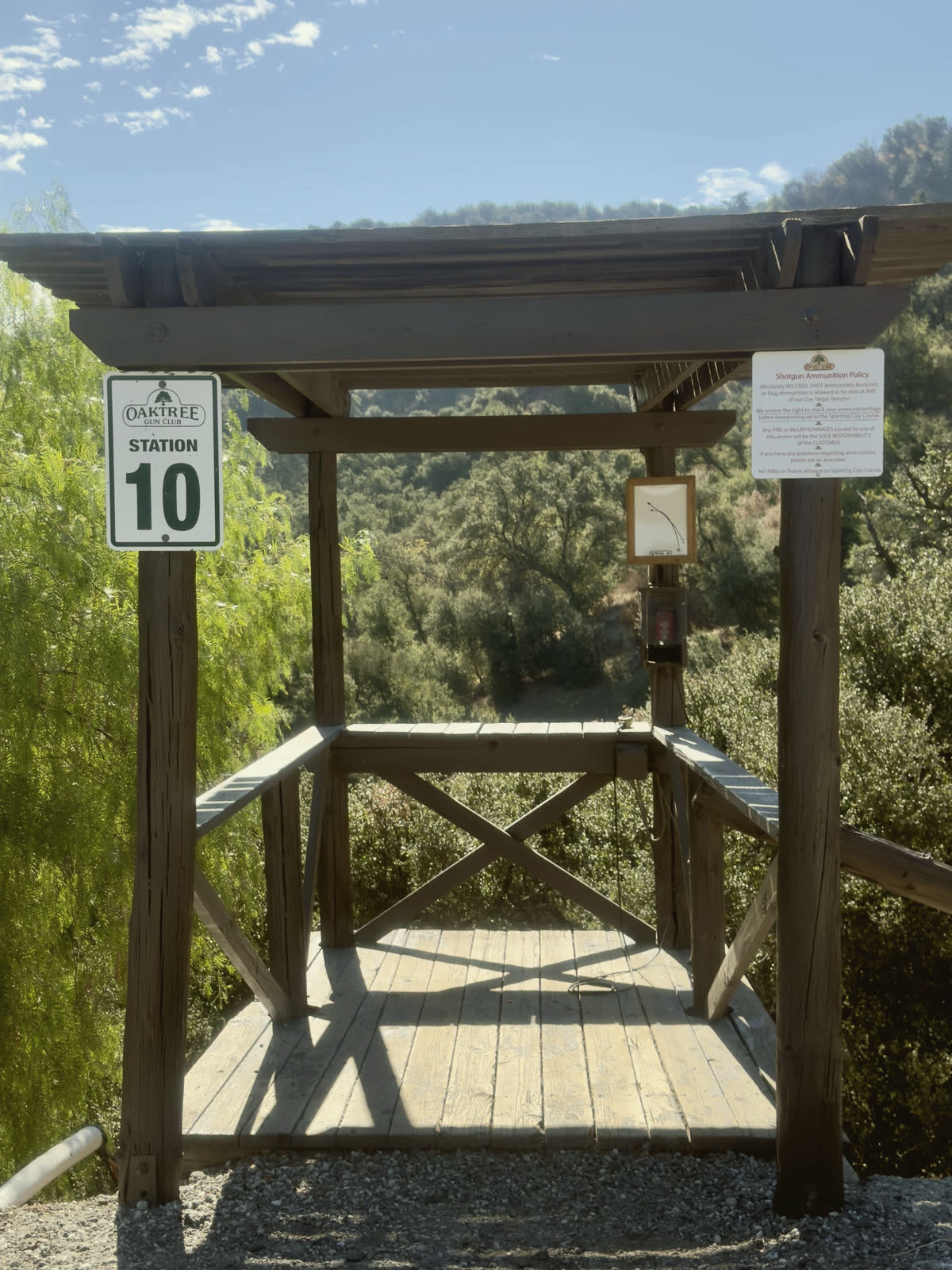 The stand at station 10, the road bending past it.